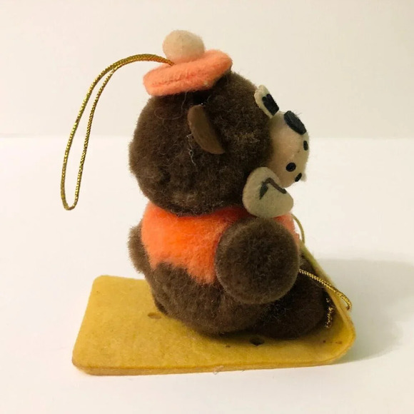 Vintage A&W Root Beer Advertising Bear On Sled Christmas Tree  Ornament Flaws - Picture 5 of 16
